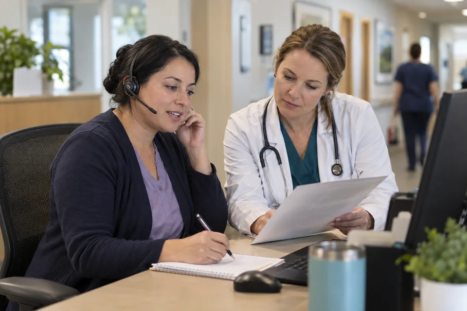 A navigator and clinician working together on patient follow-up