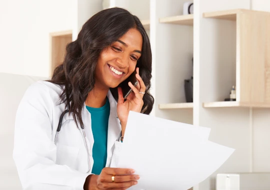 Nurse on a call with a patient